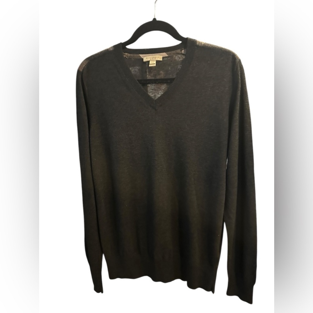 Burberry Brit Mens Cashmere blend Sweater Check Shoulder Black size M